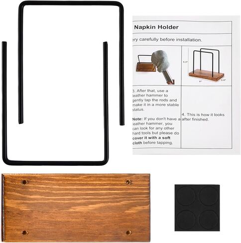 Standing Napkin Holder Restaurant Modern Wooden With Metal Wire Cafe Home Decor, Napkin Holder for Table, Kitchen & Dining Room Décor(size:15.3×7.4×13.5cm) in Saudi Arabia