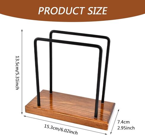 Standing Napkin Holder Restaurant Modern Wooden With Metal Wire Cafe Home Decor, Napkin Holder for Table, Kitchen & Dining Room Décor(size:15.3×7.4×13.5cm) in Saudi Arabia