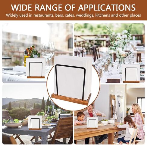 Standing Napkin Holder Restaurant Modern Wooden With Metal Wire Cafe Home Decor, Napkin Holder for Table, Kitchen & Dining Room Décor(size:15.3×7.4×13.5cm) in Saudi Arabia