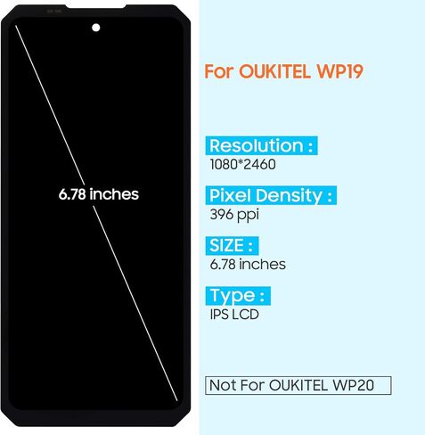 مجموعة استبدال شاشة Oukitel WP19 لشاشة Oukitel WP17 LCD مقاس 6.78 بوصة محول رقمي لشاشة تعمل باللمس أجزاء إصلاح زجاجية مع أدوات (أسود) in Saudi Arabia