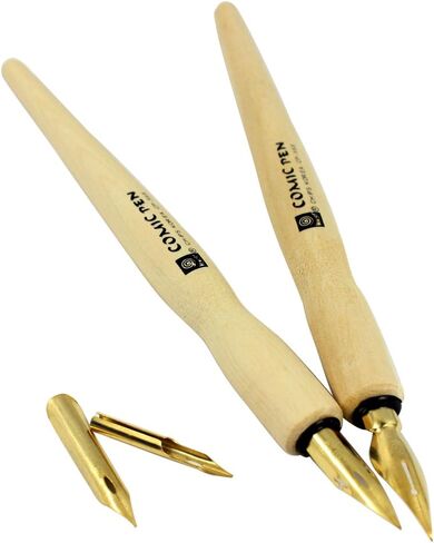 Comic Dip Pen Set, 4 Wooden Pen Handler Artist Cartoon Pen Set Calligraphy Dip Pens With 8 Nibs - Great for Manga/Comic/Calligraphy/Word Art/Pen-and-Ink Drawing in Saudi Arabia