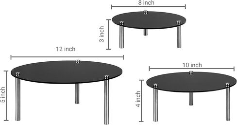 MyGift 3-Piece Set Countertop Round Black Acrylic Server Dessert & Bakery Display Riser Stands in Saudi Arabia