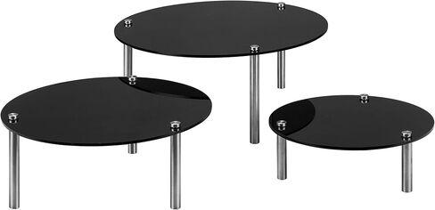 MyGift 3-Piece Set Countertop Round Black Acrylic Server Dessert & Bakery Display Riser Stands in Saudi Arabia