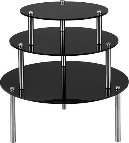MyGift 3-Piece Set Countertop Round Black Acrylic Server Dessert & Bakery Display Riser Stands in Saudi Arabia