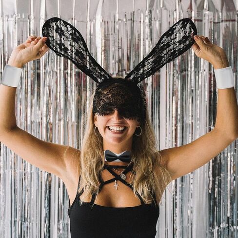 RechicGu Bunny Costume Accessories Set Rabbit Ear Headband, Flurry Rabbit Tail Bow Tie Collar Cuffs for Easter Halloween in Saudi Arabia