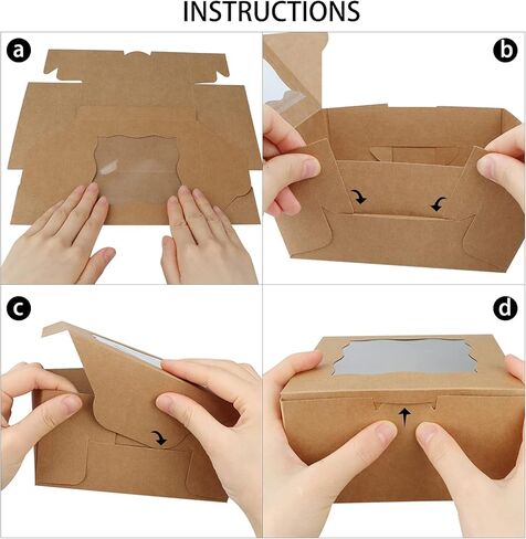 30 قطعة من علب كيك كرافت مقاس 6 بوصة مع نافذة، وصناديق مخبوزات بنية، وصندوق بسكويت مع شاشة عرض، وصناديق براوني، وصناديق طعام من الورق المقوى، وصناديق هدايا مع ملصقات للكب كيك والمعجنات والدونات in Kuwait