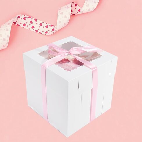 20 قطعة من علب الكيك مقاس 8x8x8 بوصة مع نافذة، وصناديق حلوى المخابز البيضاء، وحاويات كعكة مربعة من درجة الطعام in Kuwait