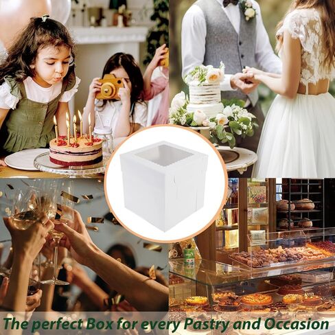 20 قطعة من علب الكيك مقاس 8x8x8 بوصة مع نافذة، وصناديق حلوى المخابز البيضاء، وحاويات كعكة مربعة من درجة الطعام in Kuwait
