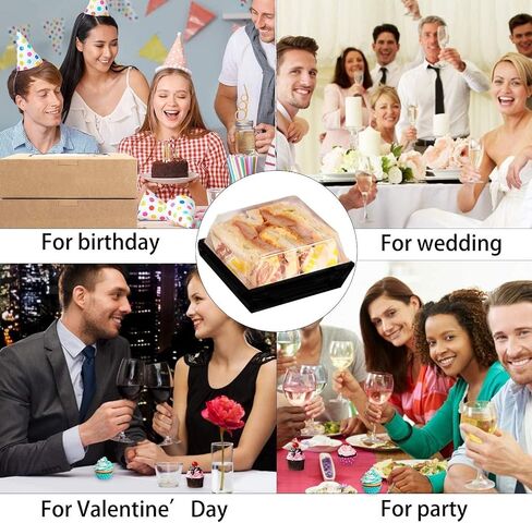 50 PCS Paper Charcuterie Boxes with Clear Lids, 5 Inch Sandwich Boxes, Bakery Gift Boxes, Square Disposable Food Containers, Cake Boxes, Dessert Boxes Pastry Boxes for Cookies, Cakes (Black) in Saudi Arabia