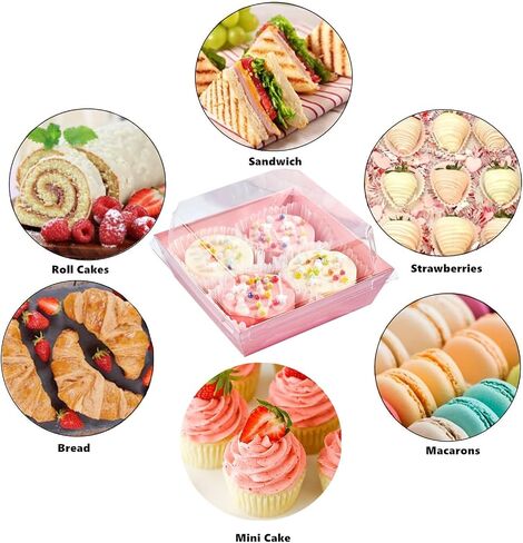 50 PCS Paper Charcuterie Boxes with Clear Lids, 5 Inch Sandwich Boxes, Bakery Gift Boxes, Square Disposable Food Containers, Cake Boxes, Dessert Boxes Pastry Boxes for Cookies, Cakes (Black) in Saudi Arabia