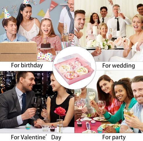 50 PCS Paper Charcuterie Boxes with Clear Lids, 5 Inch Sandwich Boxes, Bakery Gift Boxes, Square Disposable Food Containers, Cake Boxes, Dessert Boxes Pastry Boxes for Cookies, Cakes (Black) in Saudi Arabia