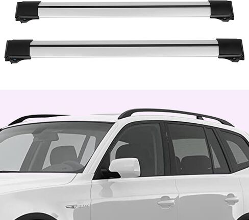 2 قطعة رف سقف فضي العارضة لسيارات BMW X5 2004 2005 2006 2007 2008 2009 2010 2011 2012 2013 AZHZ سبائك الألومنيوم حامل سقفي العارضة in Kuwait