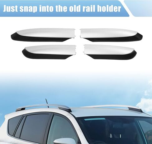 X AUTOHAUX 1 مجموعة حامل سقفي غطاء السكك الحديدية نهاية لتويوتا RAV4 2013 2014 2015 2016 2017 2018 حامل سقفي القضبان نهاية غطاء حماية الغطاء الخارجي قذيفة فضية اللون in Saudi Arabia