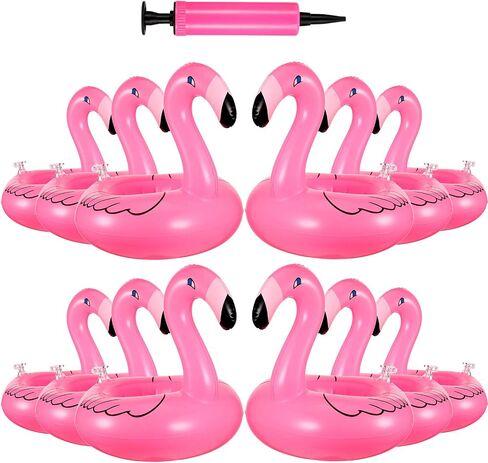 Skylety 48 Pieces Flamingo Inflatable Drink Holders Drink Float Swimming Pool Float Pink Flamingo Cup Holders for Beverage Cans Cups Bottles Pool Party in Saudi Arabia
