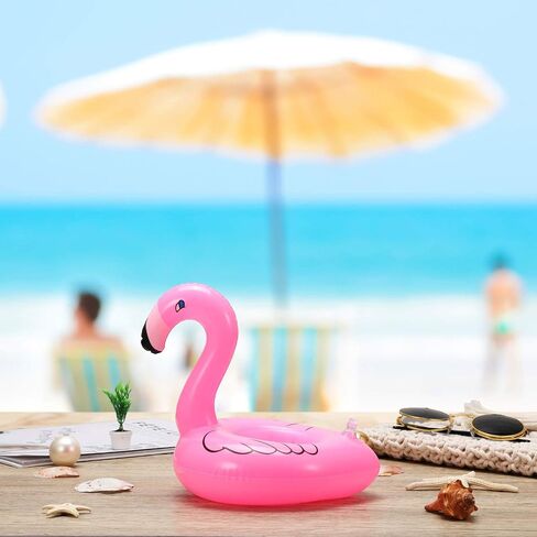 Skylety 48 Pieces Flamingo Inflatable Drink Holders Drink Float Swimming Pool Float Pink Flamingo Cup Holders for Beverage Cans Cups Bottles Pool Party in Saudi Arabia