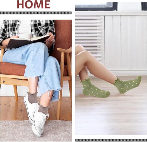 5 Pairs Ruffle Socks Women Heart Socks Cute Frilly Socks Heart Ruffled Ankle Socks for Women, Cotton Knit Lettuce Trim Socks for Women Girl, Soft Breathable Womens Fancy Casual Socks in Saudi Arabia