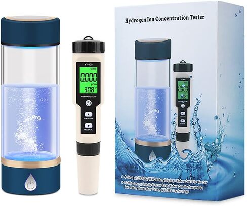 جهاز اختبار جودة المياه الرقمي 4 في 1 PH/ORP/H2/TEMP وزجاجة ماء مولد الهيدروجين in Kuwait