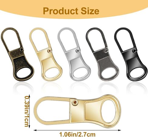 10pcs Zipper Pull Tab Replacement, Detachable Metal Small Zipper Handle Broken Zipper Repair Mend Fixer for Luggage Jackets Clothing Boots Purse(5 colors) in Saudi Arabia