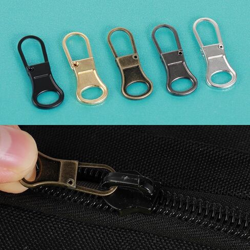 10pcs Zipper Pull Tab Replacement, Detachable Metal Small Zipper Handle Broken Zipper Repair Mend Fixer for Luggage Jackets Clothing Boots Purse(5 colors) in Saudi Arabia