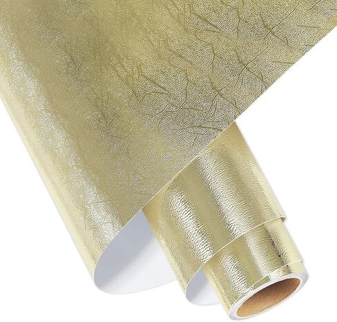 لفة فينيل لاصقة من الفينيل المعدني المزخرف من WRAPXPERT مقاس 30.48 سم × 12.7 سم، لفة فينيل لاصقة دائمة من الذهب الشمبانيا للمشروعات اليدوية، ديكور المنزل جميع قطع الحرف اليدوية in Kuwait