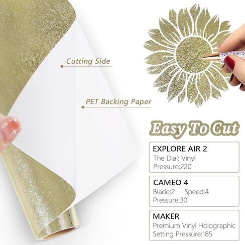 لفة فينيل لاصقة من الفينيل المعدني المزخرف من WRAPXPERT مقاس 30.48 سم × 12.7 سم، لفة فينيل لاصقة دائمة من الذهب الشمبانيا للمشروعات اليدوية، ديكور المنزل جميع قطع الحرف اليدوية in Kuwait