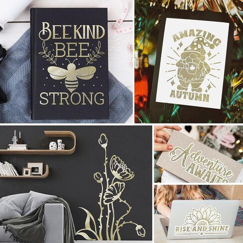 لفة فينيل لاصقة من الفينيل المعدني المزخرف من WRAPXPERT مقاس 30.48 سم × 12.7 سم، لفة فينيل لاصقة دائمة من الذهب الشمبانيا للمشروعات اليدوية، ديكور المنزل جميع قطع الحرف اليدوية in Kuwait