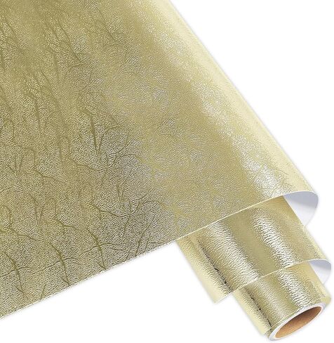 لفة فينيل لاصقة من الفينيل المعدني المزخرف من WRAPXPERT مقاس 30.48 سم × 12.7 سم، لفة فينيل لاصقة دائمة من الذهب الشمبانيا للمشروعات اليدوية، ديكور المنزل جميع قطع الحرف اليدوية in Kuwait
