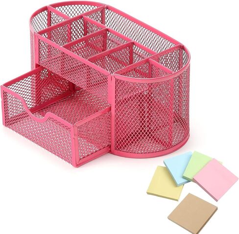 Office Supplies Mesh Desktop Organizers with Sticky Notes Pen Holder Pencil Holder for office Desktop Storage for Office School Home Supplies Teacher Student(Black) in Saudi Arabia