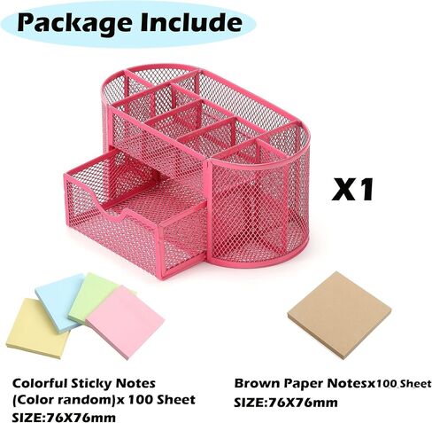 Office Supplies Mesh Desktop Organizers with Sticky Notes Pen Holder Pencil Holder for office Desktop Storage for Office School Home Supplies Teacher Student(Black) in Saudi Arabia