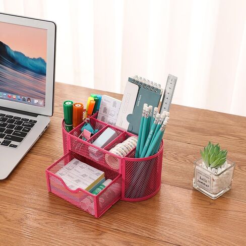 Office Supplies Mesh Desktop Organizers with Sticky Notes Pen Holder Pencil Holder for office Desktop Storage for Office School Home Supplies Teacher Student(Black) in Saudi Arabia