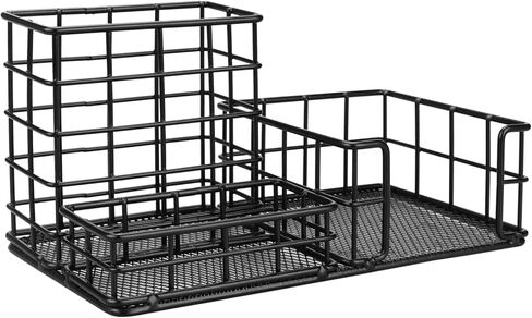 Mesh Pen Holder Office Stationery Storage Box Desk Accessories Storage Bins for Memo Folder Office Supplies Student Desktop or Closet Organizers and Storage Memo Holder Sticky Note Dispenser in Kuwait