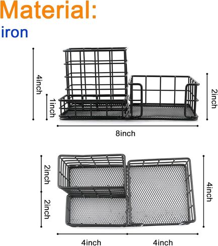 Mesh Pen Holder Office Stationery Storage Box Desk Accessories Storage Bins for Memo Folder Office Supplies Student Desktop or Closet Organizers and Storage Memo Holder Sticky Note Dispenser in Kuwait