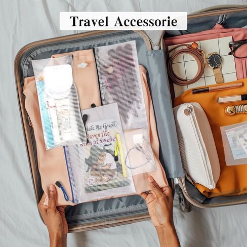 12 قطعة من الحقيبة الشبكية بسحاب للمنظم، 6 أحجام من أكياس السحاب المقاومة للماء، 6 ألوان لحقيبة المستندات البلاستيكية، متعددة الأغراض لتخزين السفر والأجهزة المكتبية وتنظيم المنزل in Kuwait