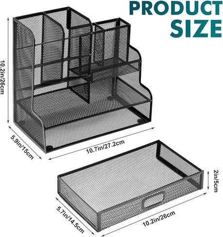 Mesh Desk Organizer with Drawer,Multi-Functional Pen Holder for Desk, Pencil Organizer Desk Organizers and Accessories for School Home Art Supplies in Kuwait