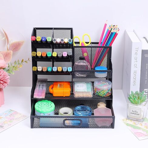 Mesh Desk Organizer with Drawer,Multi-Functional Pen Holder for Desk, Pencil Organizer Desk Organizers and Accessories for School Home Art Supplies in Kuwait