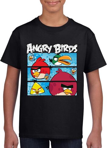 Angry Birds Official Three Comic Panels Printed Short Sleeve 100% Cotton T-Shirt for Boys, Girls, Unisex in Saudi Arabia