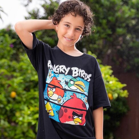 Angry Birds Official Three Comic Panels Printed Short Sleeve 100% Cotton T-Shirt for Boys, Girls, Unisex in Saudi Arabia
