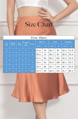 ALCEA ROSEA Womens Satin High Waisted Silky Midi Skirt Elastic A-line Skirt for Wedding Party Work AR1212 in Saudi Arabia