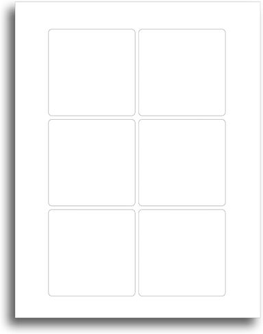 White Adhesive Square Labels, 3" x 3" - 25 Sheets / 150 Stickers - White Matte Finish Printable Square Labels Sheets for Inkjet/Laser Printers in Saudi Arabia