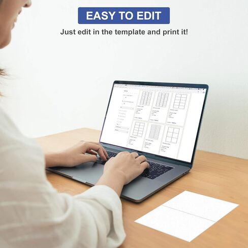 TYH Supply نصف ورقة ملصقات عنوان الشحن باللون الأبيض غير اللامع 8.5 × 5.5 بوصة، 200 ملصق، ليزر ونفث الحبر، لاصق قوي، متوافق مع قالب Avery 8126 in Kuwait