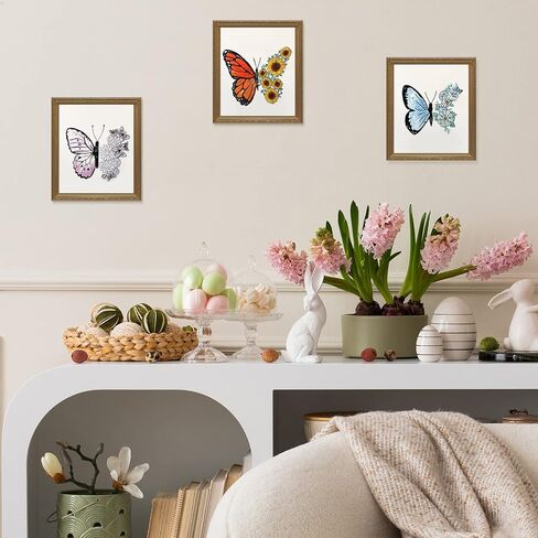 4 مجموعات من أدوات تطريز الفراشة على شكل فراشة وزهرة وقماش بغرز متقاطعة DIY مع أنماط وتعليمات وأطواق التطريز والخيوط والإبر وخيط الإبرة (نمط الفراشة) in Kuwait