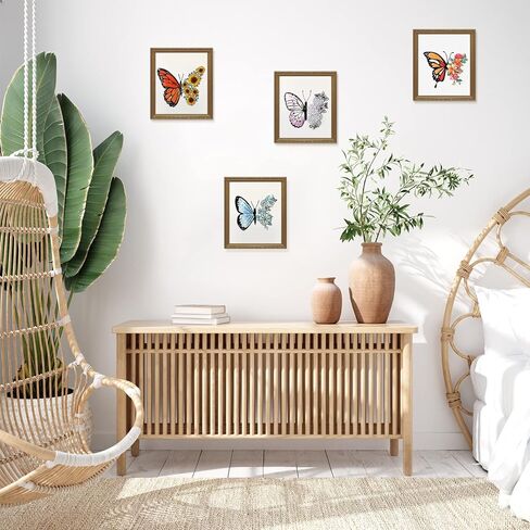 4 مجموعات من أدوات تطريز الفراشة على شكل فراشة وزهرة وقماش بغرز متقاطعة DIY مع أنماط وتعليمات وأطواق التطريز والخيوط والإبر وخيط الإبرة (نمط الفراشة) in Kuwait