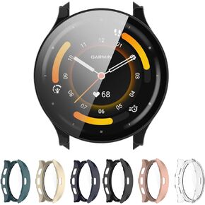 متوافق مع Garmin Venu 3، غطاء حماية كامل لجهاز الكمبيوتر، واقي شاشة من الزجاج المقوى (Venu 3، أسود)