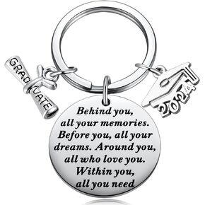 2024 Graduation Keychain, Inspirational Graduate Keyring Gifts for Seniors College, Grad Gift Idea for Him or Her