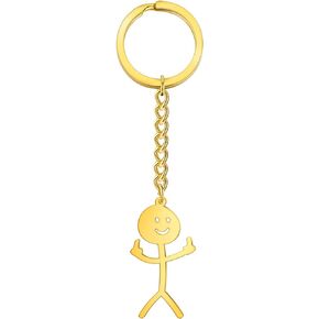 Fuqimanman2020 Stainless Steel Funny Doodle Keychain Middle Finger Akimbo Smiley Stickman Keyring Creative Jewerly Gift