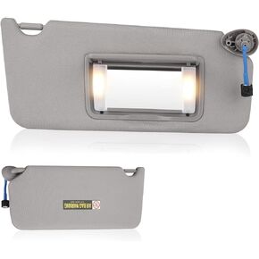 Youxmoto Left Driver Side Sun Visor Replacement for Honda Accord 2008 2009 2010 2011 2012 Grey Car Visor, Replaces# 83280TA0A91ZB, with Vanity Mirror and Light