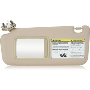 Right Passenger Side Sun Visor Fit for Toyota RAV4 2006 2007 2008 2009 2010 2011 2012 2013 Beige with Light Replace # 74310-42452-B2 74320-42501-B2
