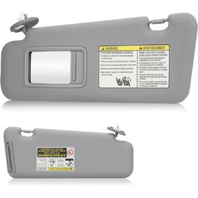Youxmoto 74320-48500-B0 Grey Left Driver Side Sun Visor Replacement for Toyota Highlander 2008 2009 2010 2011 2012 2013, with Mirror and Light Cable