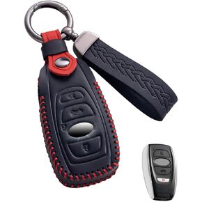 for Subaru Key Fob Cover Leather Car Key Case Keychain Fob Holder Compatible for Forester Impreza Outback Legacy STI WRX BRZ Crosstrek Ascent Solterra 2014-2024 (Blue)
