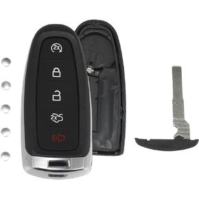 X AUTOHAUX 5 Button Replacement Smart Key Fob Case Keyless Entry Remote Key Shell Cover for Ford Escape C-Max Energi Focus SE Titanium with Blad No Chip